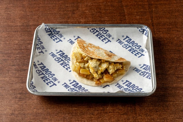 Potato, Cheddar, and Egg Breakfast Taco..